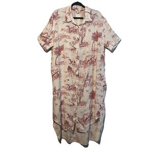 UMGEE Woman's‎ Collard Button Down Short Sleeve Shirt Dress Size L